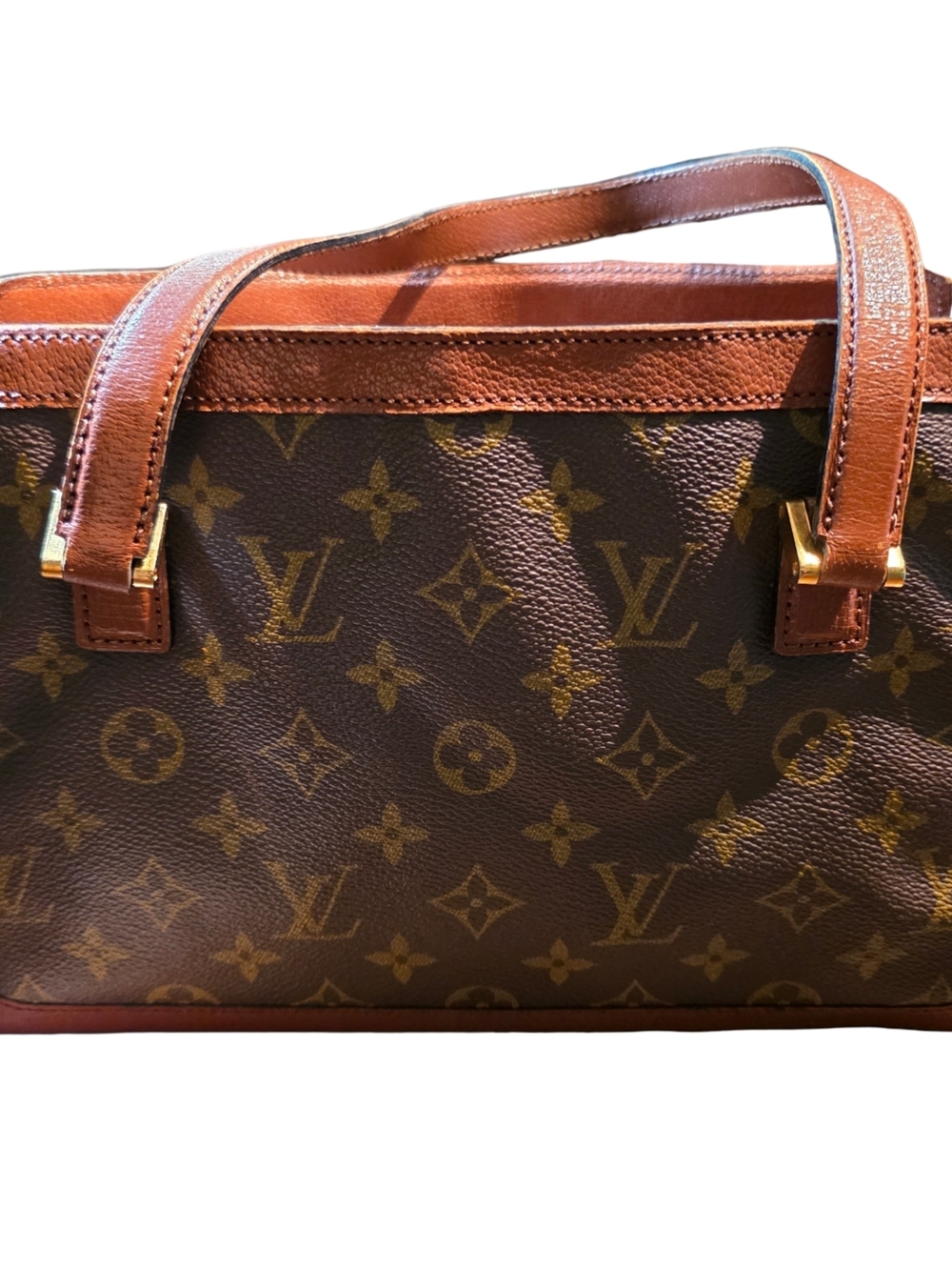 Louis Vuitton Brown Monogram Canvas Tote with Tan Leather Trim - Picture 2 of 7